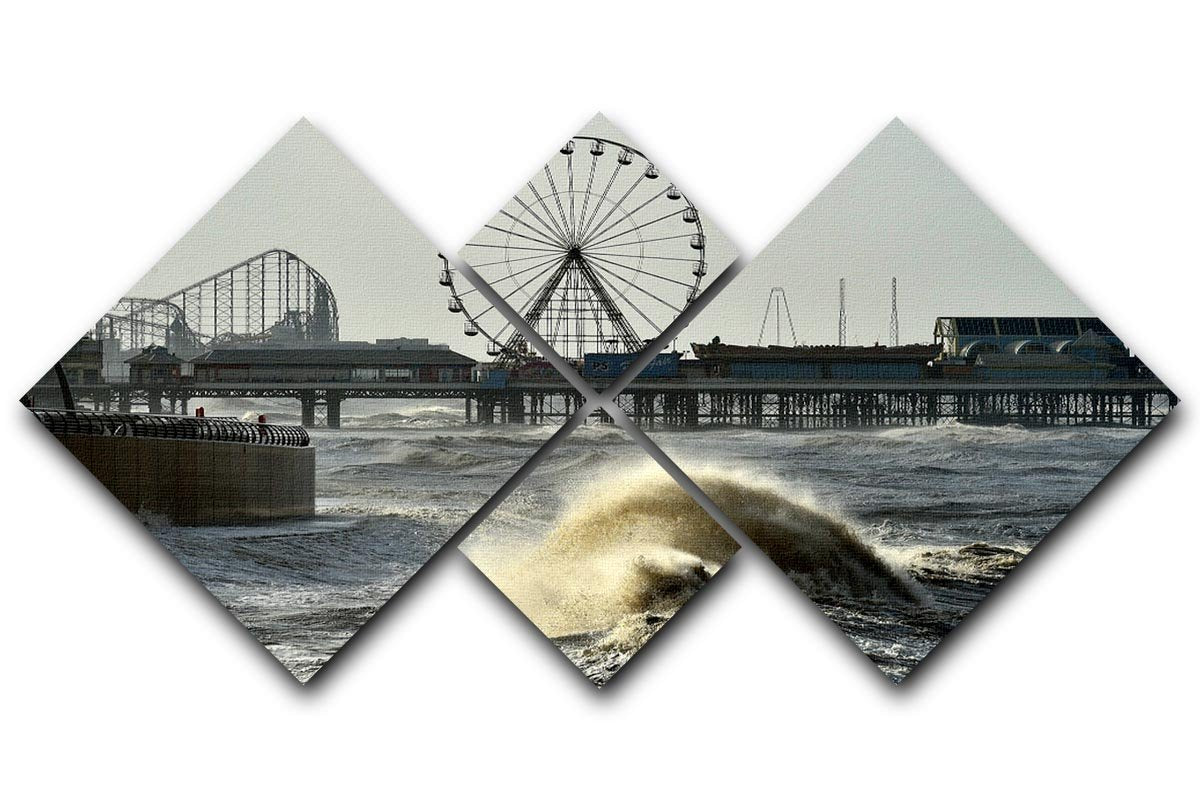 Blackpool after the storm 4 Square Multi Panel Canvas - Canvas Art Rocks - 1