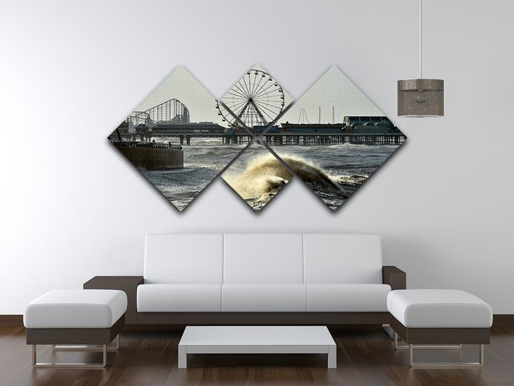 Blackpool after the storm 4 Square Multi Panel Canvas - Canvas Art Rocks - 3