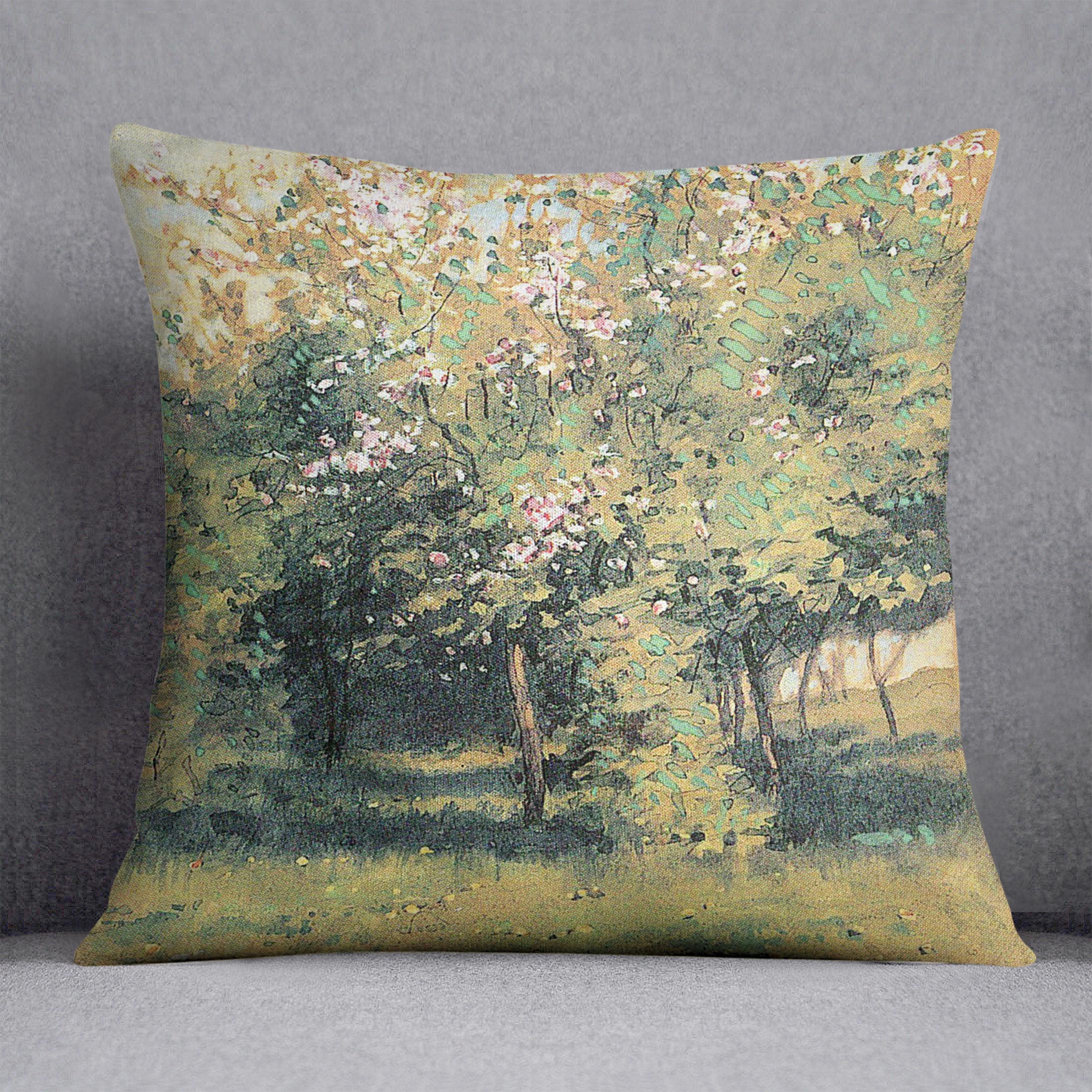 Blooming Trees by Hassam Cushion - Canvas Art Rocks - 1