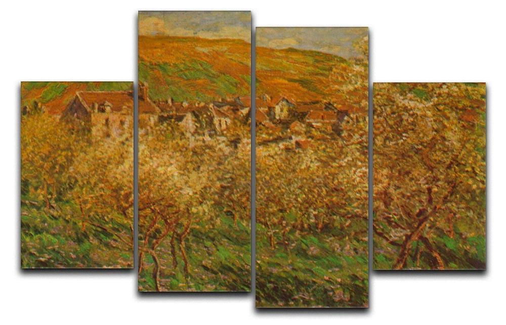 Blooming apple trees by Monet 4 Split Panel Canvas  - Canvas Art Rocks - 1