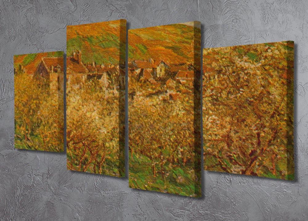 Blooming apple trees by Monet 4 Split Panel Canvas - Canvas Art Rocks - 2