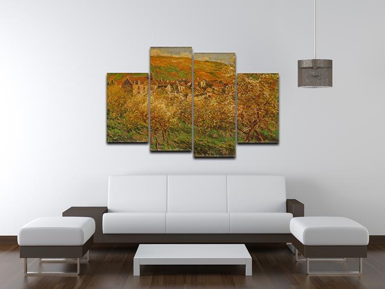Blooming apple trees by Monet 4 Split Panel Canvas - Canvas Art Rocks - 3