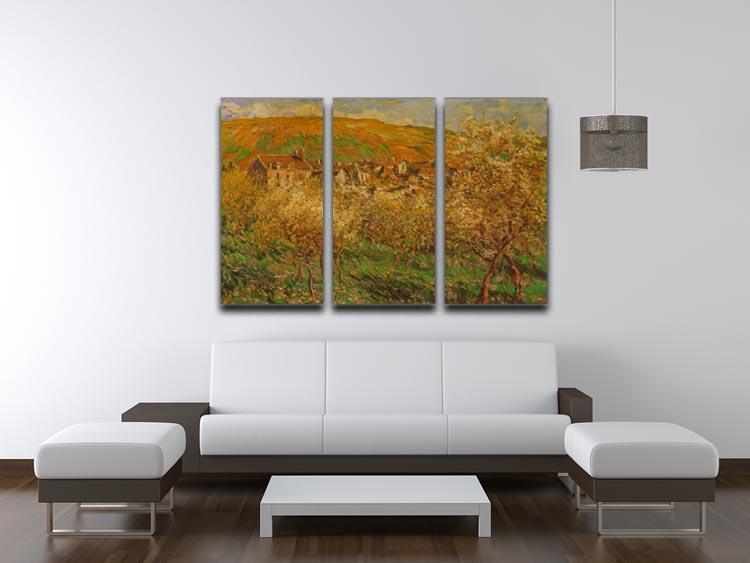 Blooming apple trees by Monet Split Panel Canvas Print - Canvas Art Rocks - 4