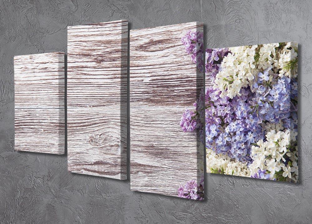 Blossom branch on wooden 4 Split Panel Canvas  - Canvas Art Rocks - 2