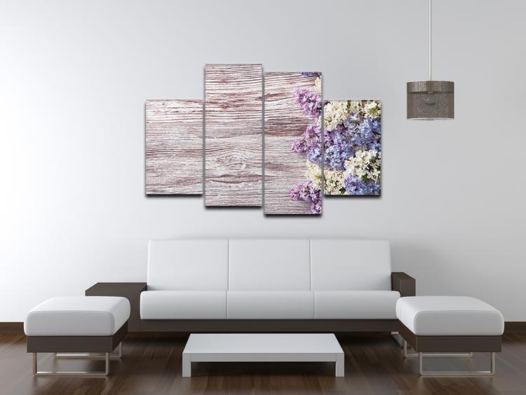 Blossom branch on wooden 4 Split Panel Canvas  - Canvas Art Rocks - 3