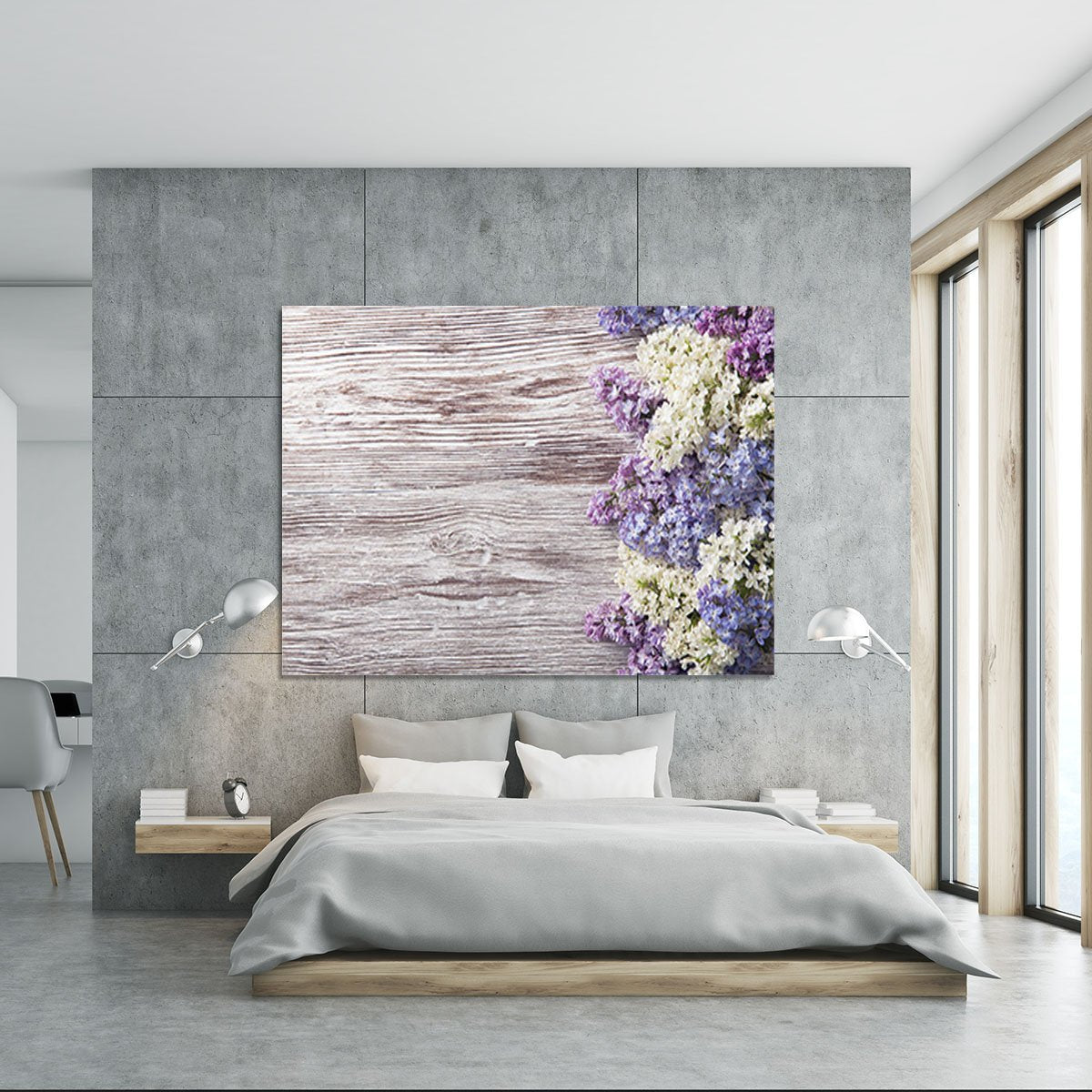 Blossom branch on wooden Canvas Print or Poster