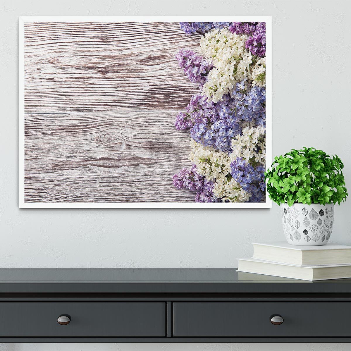 Blossom branch on wooden Framed Print - Canvas Art Rocks -6