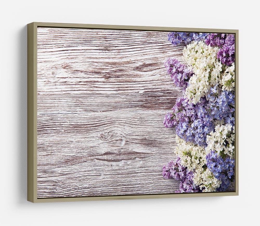 Blossom branch on wooden HD Metal Print