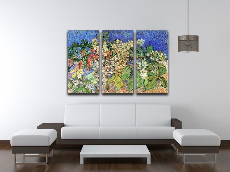 Blossoming Chestnut Branches by Van Gogh 3 Split Panel Canvas Print - Canvas Art Rocks - 4