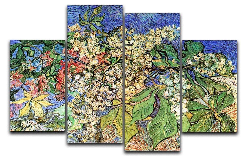 Blossoming Chestnut Branches by Van Gogh 4 Split Panel Canvas  - Canvas Art Rocks - 1