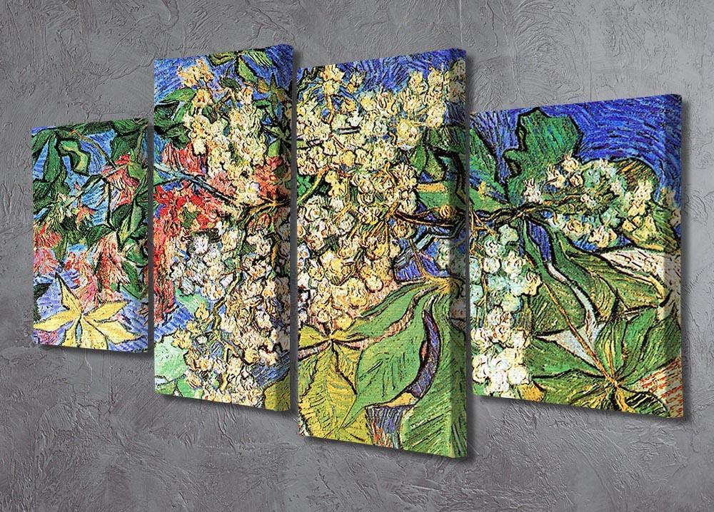 Blossoming Chestnut Branches by Van Gogh 4 Split Panel Canvas - Canvas Art Rocks - 2