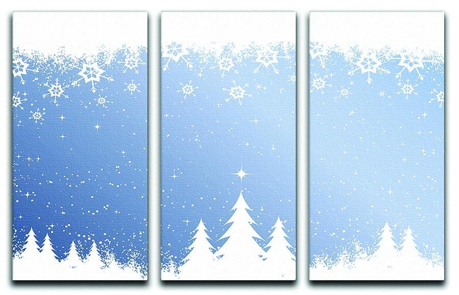 Blue Christmas Scene 3 Split Panel Canvas Print - Canvas Art Rocks - 1