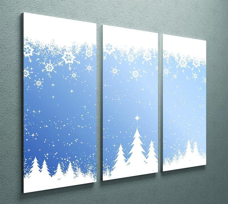 Blue Christmas Scene 3 Split Panel Canvas Print - Canvas Art Rocks - 2