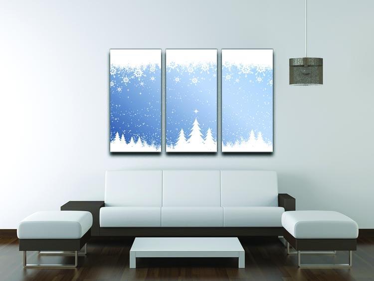Blue Christmas Scene 3 Split Panel Canvas Print - Canvas Art Rocks - 3