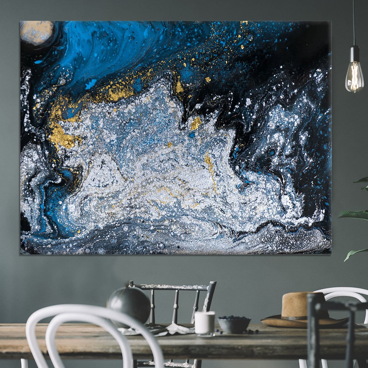 Blue Galaxy Marble Canvas Print or Poster