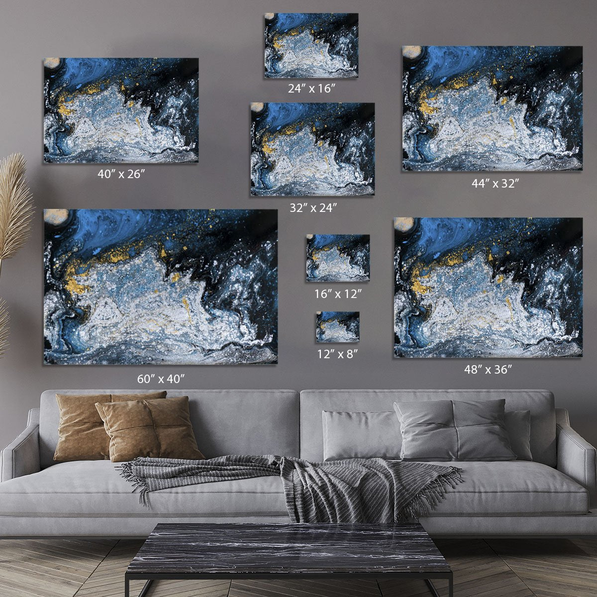 Blue Galaxy Marble Canvas Print or Poster