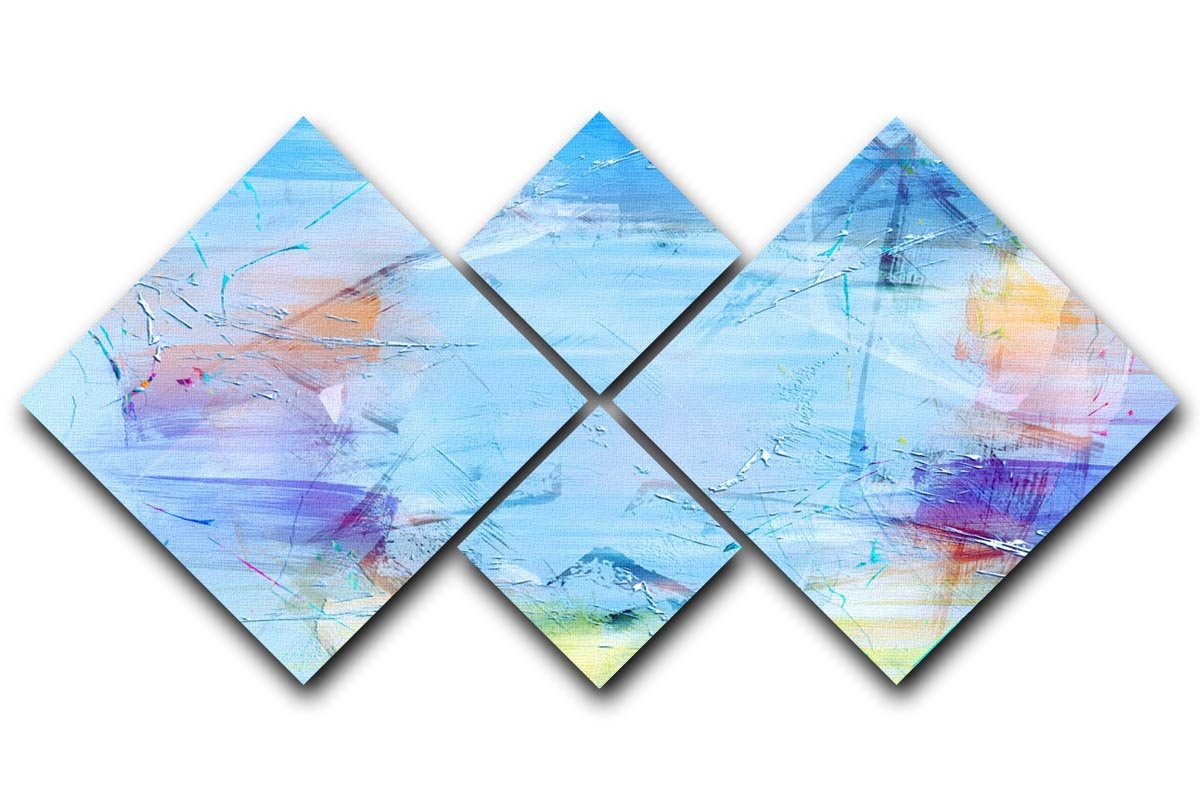 Blue Oil Painting 4 Square Multi Panel Canvas  - Canvas Art Rocks - 1