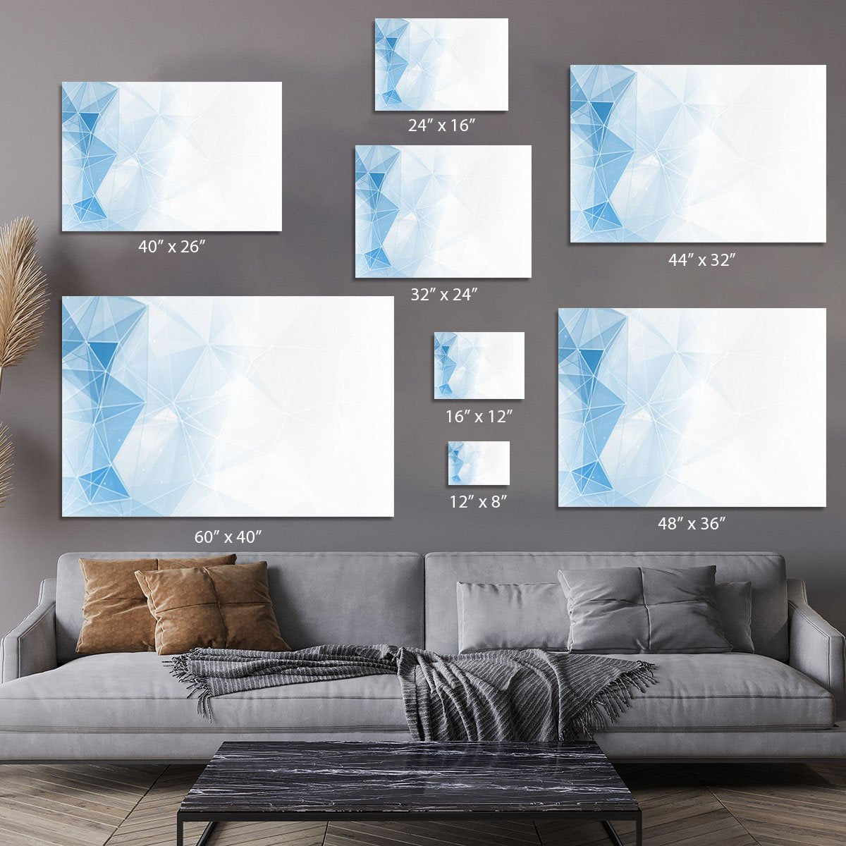 Blue Ombre Geometrical Web Canvas Print or Poster