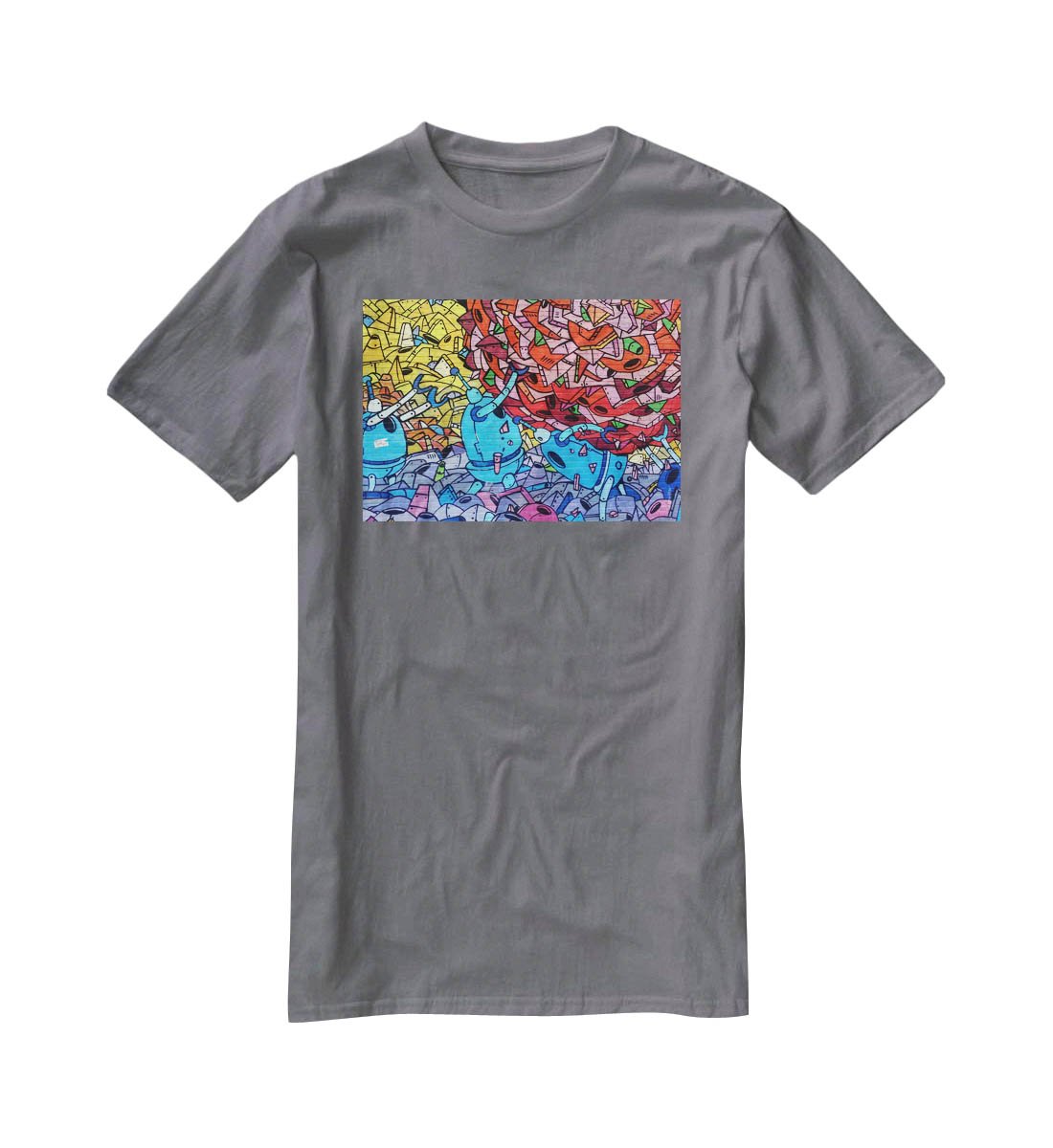 Blue Robot Graffiti T-Shirt - Canvas Art Rocks - 3