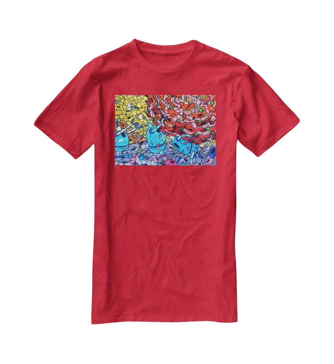 Blue Robot Graffiti T-Shirt - Canvas Art Rocks - 4
