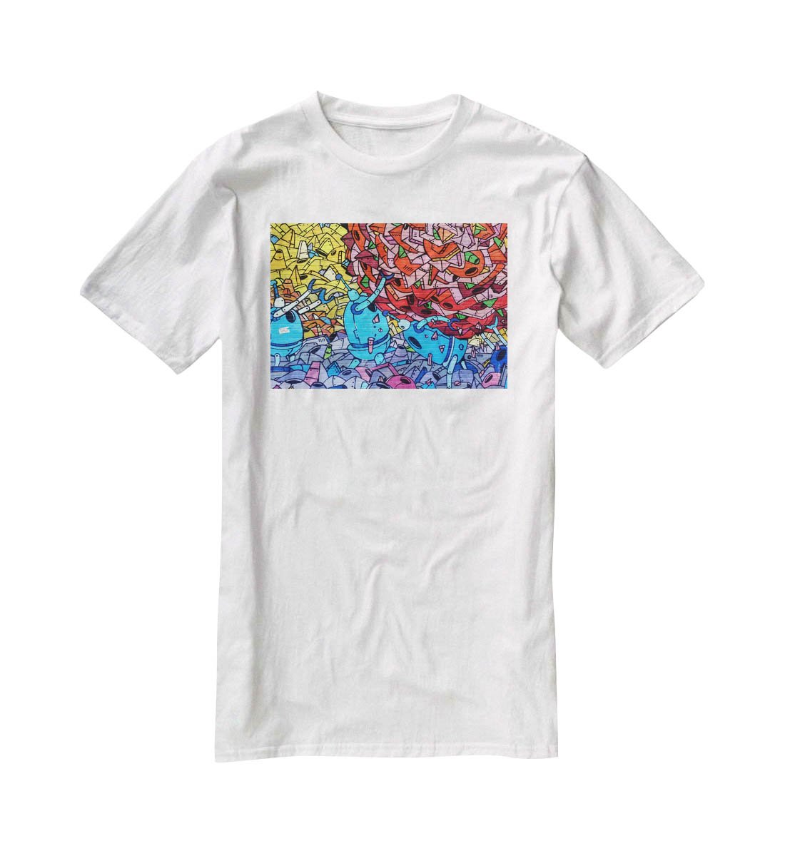 Blue Robot Graffiti T-Shirt - Canvas Art Rocks - 5