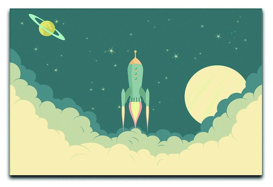 Blue Spaceship taking off Canvas Print or Poster  - Canvas Art Rocks - 1