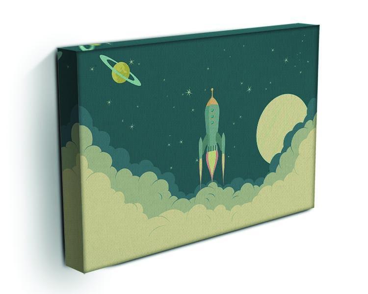 Blue Spaceship taking off Canvas Print or Poster - Canvas Art Rocks - 3