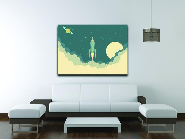 Blue Spaceship taking off Canvas Print or Poster - Canvas Art Rocks - 4