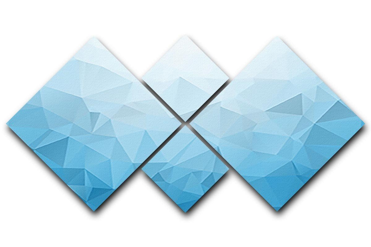 Blue Triangle Texture 4 Square Multi Panel Canvas  - Canvas Art Rocks - 1
