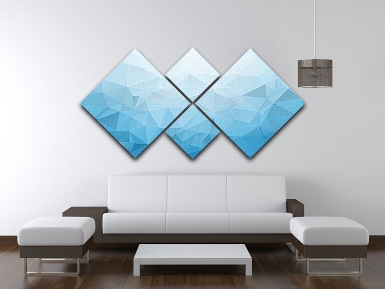 Blue Triangle Texture 4 Square Multi Panel Canvas  - Canvas Art Rocks - 3