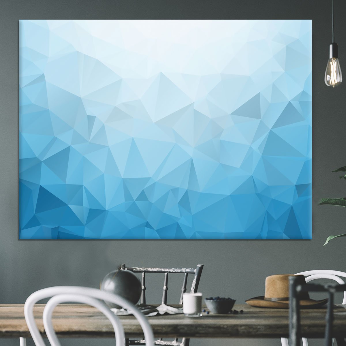 Blue Triangle Texture Canvas Print or Poster