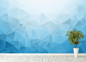 Blue Triangle Texture Wall Mural Wallpaper - Canvas Art Rocks - 4