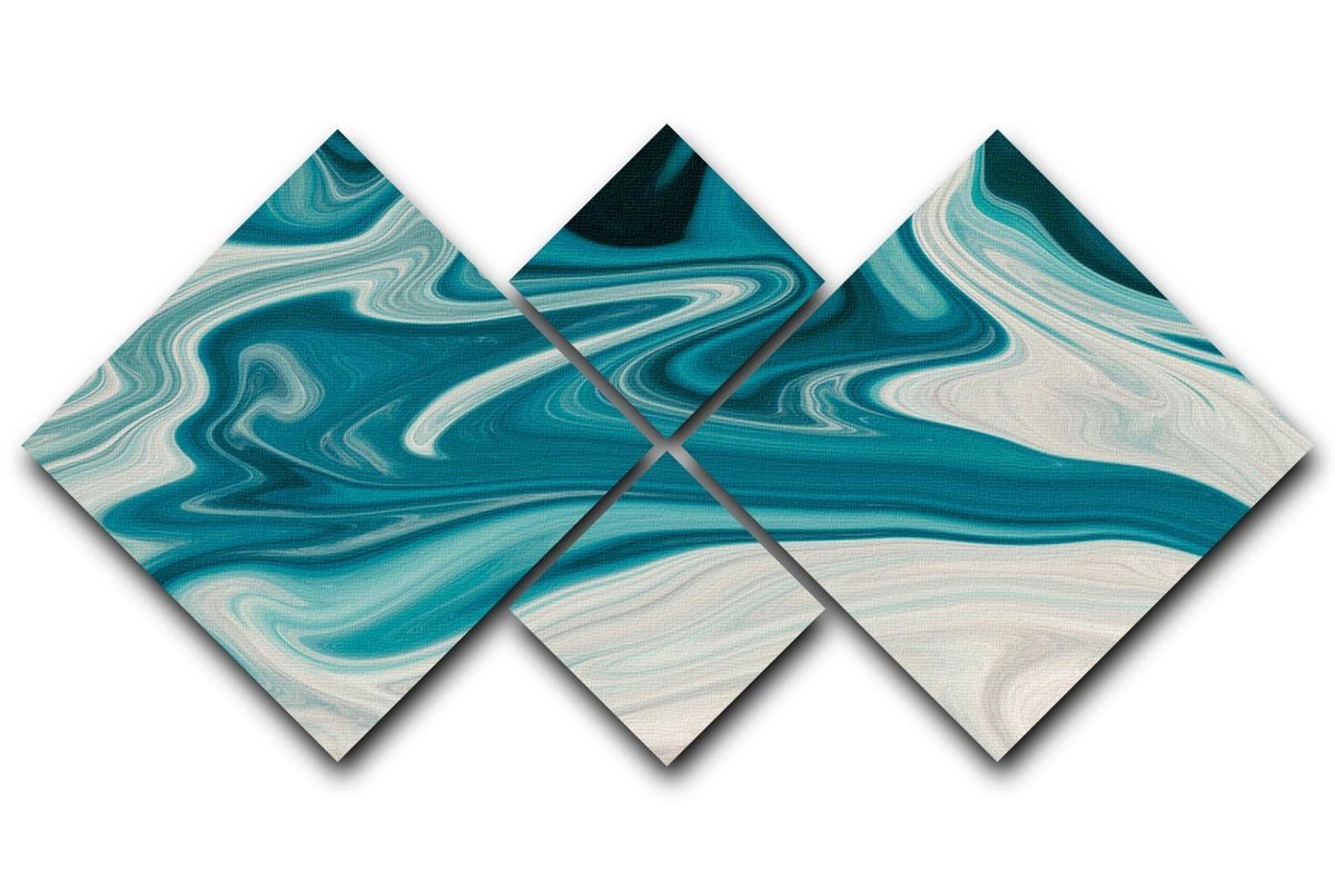 Blue Water Splash 4 Square Multi Panel Canvas  - Canvas Art Rocks - 1
