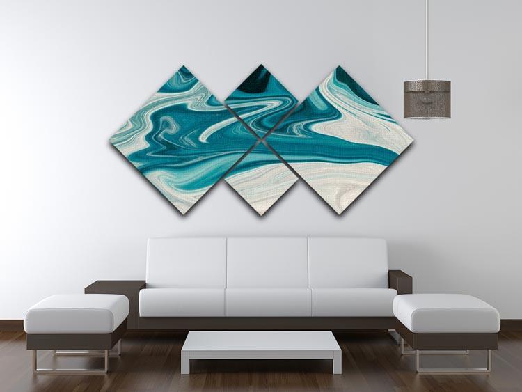 Blue Water Splash 4 Square Multi Panel Canvas - Canvas Art Rocks - 3