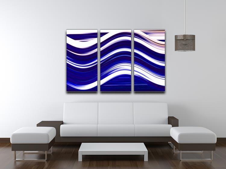 Blue Wave 3 Split Panel Canvas Print - Canvas Art Rocks - 3