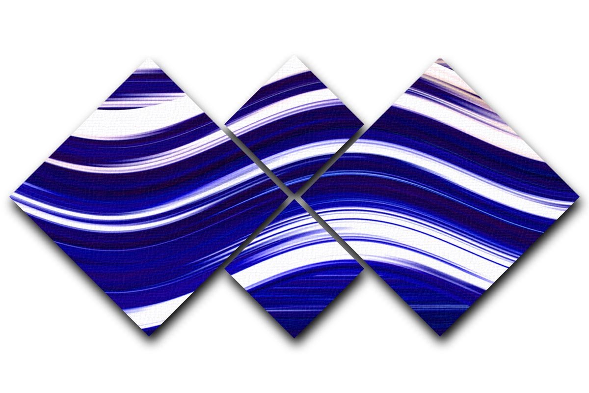 Blue Wave 4 Square Multi Panel Canvas - Canvas Art Rocks - 1