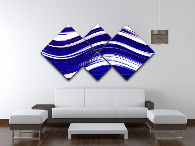 Blue Wave 4 Square Multi Panel Canvas - Canvas Art Rocks - 3
