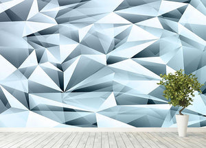 Blue abstract crystal Wall Mural Wallpaper - Canvas Art Rocks - 4