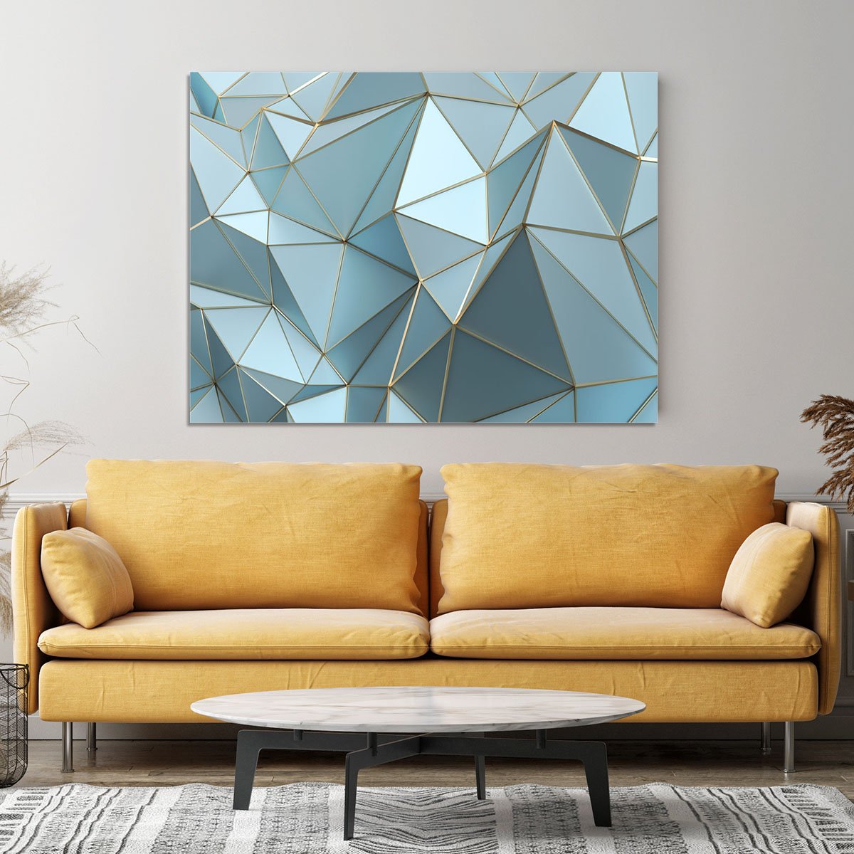 Blue and Gold Triangulated Surface Canvas Print or Poster