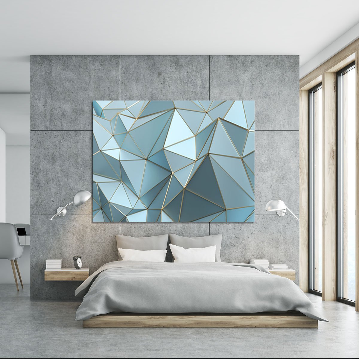 Blue and Gold Triangulated Surface Canvas Print or Poster