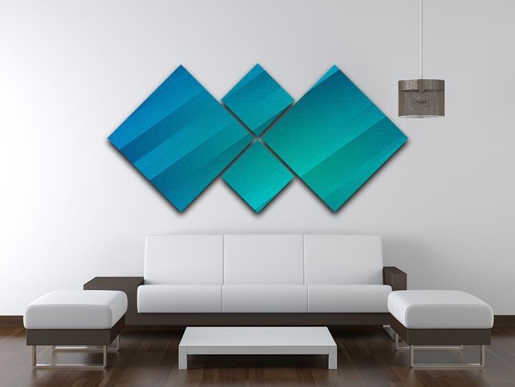 Blue and Green 4 Square Multi Panel Canvas  - Canvas Art Rocks - 3