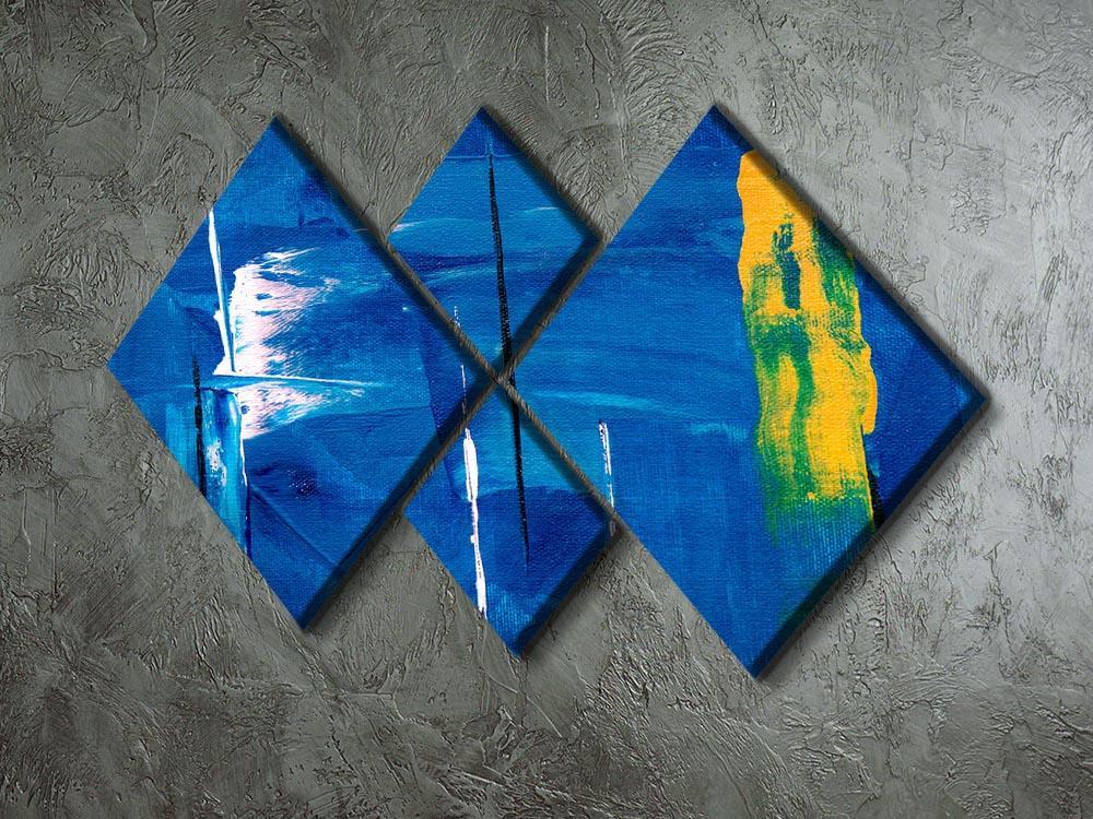 Blue and Green Abstract Painting 4 Square Multi Panel Canvas - Canvas Art Rocks - 2