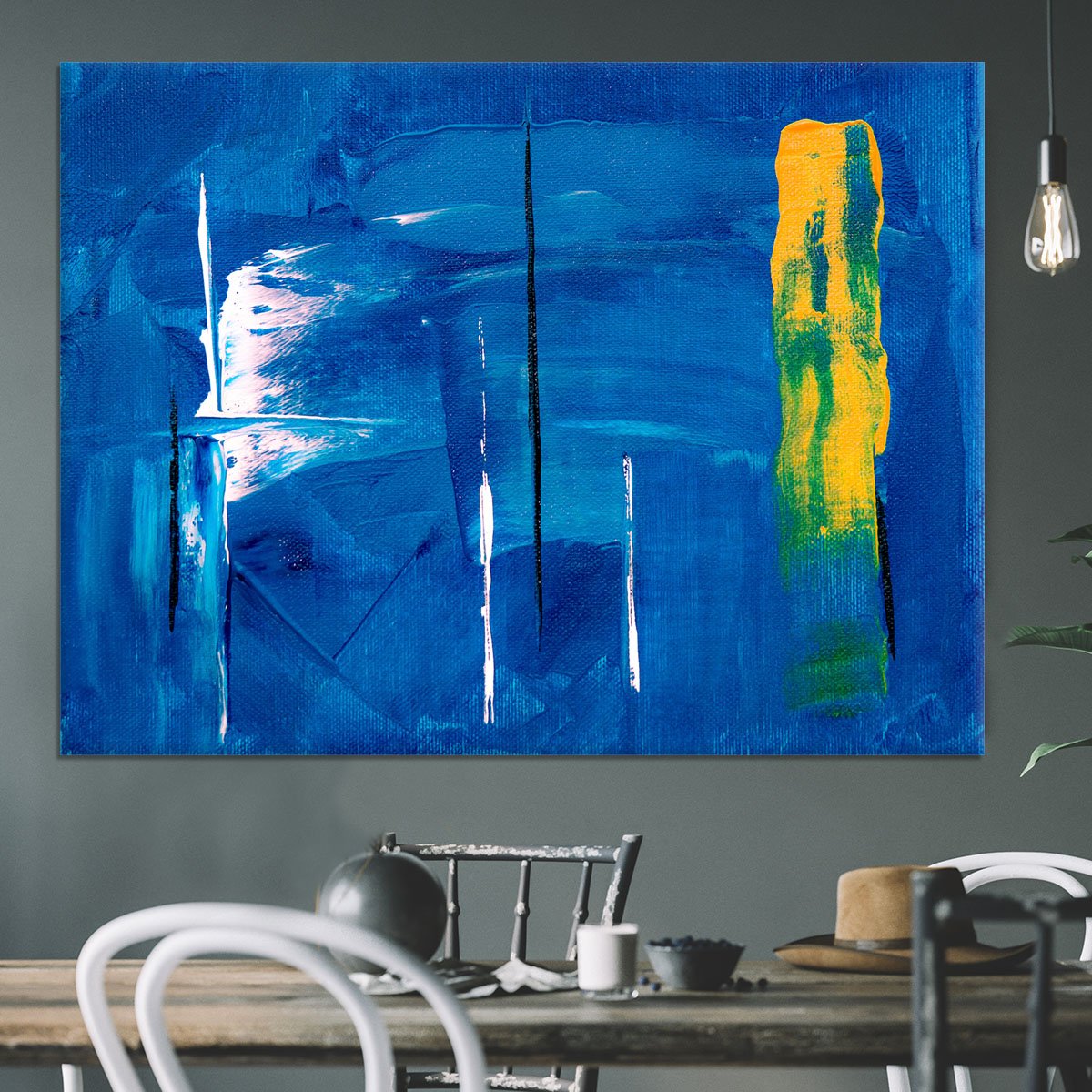Blue and Green Abstract Painting Canvas Print or Poster