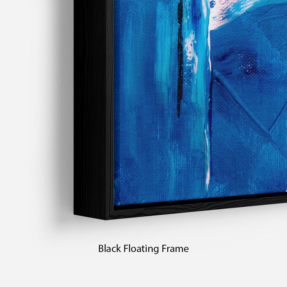 Blue and Green Abstract Painting Floating Frame Canvas