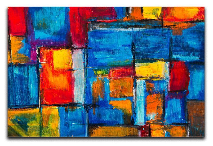 Blue and Red Square Abstract Painting Canvas Print or Poster  - Canvas Art Rocks - 1