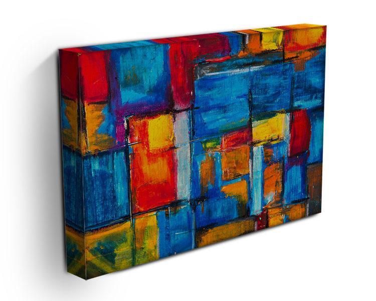 Blue and Red Square Abstract Painting Canvas Print or Poster - Canvas Art Rocks - 3