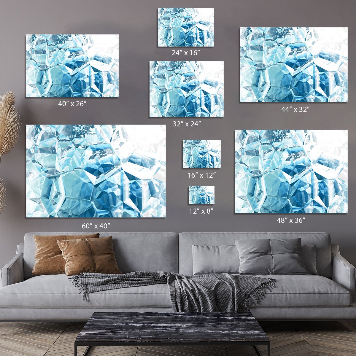 Blue and White Crystal Canvas Print or Poster