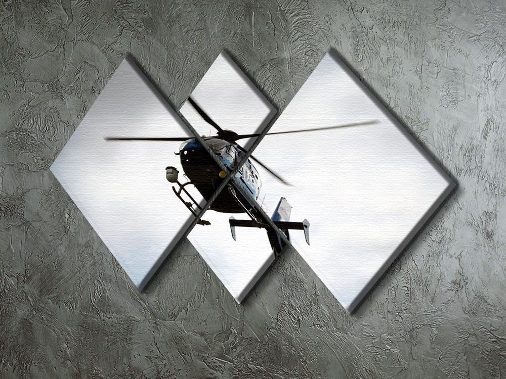 Blue and silver police helicopter flying above 4 Square Multi Panel Canvas  - Canvas Art Rocks - 2