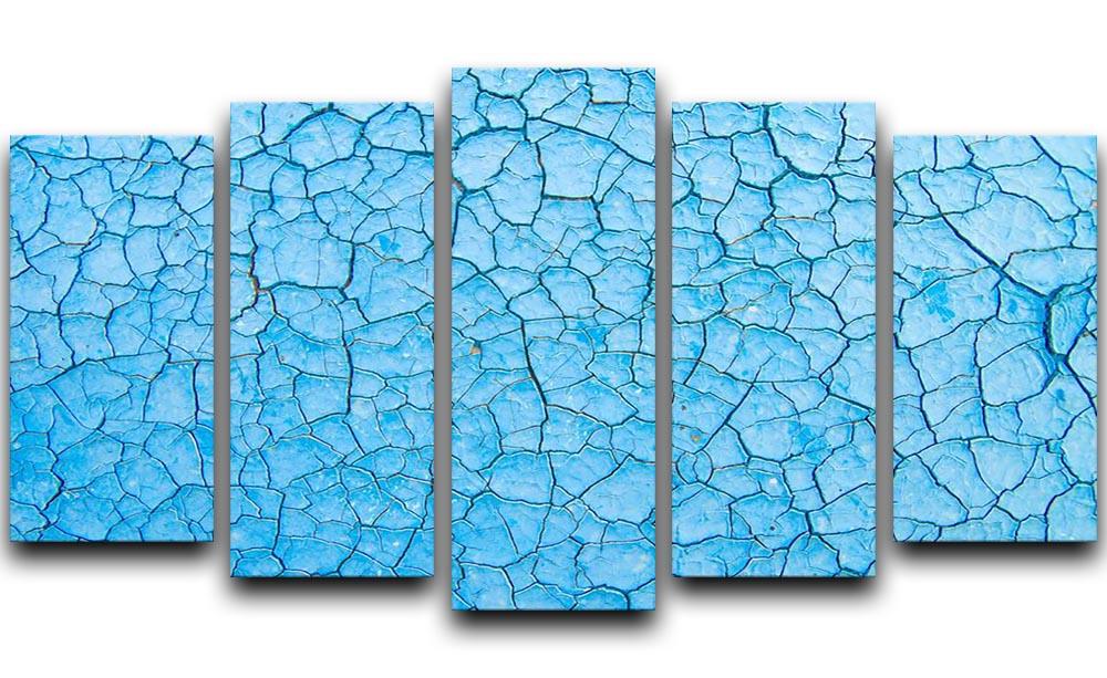Blue cracked paint 5 Split Panel Canvas - Canvas Art Rocks - 1