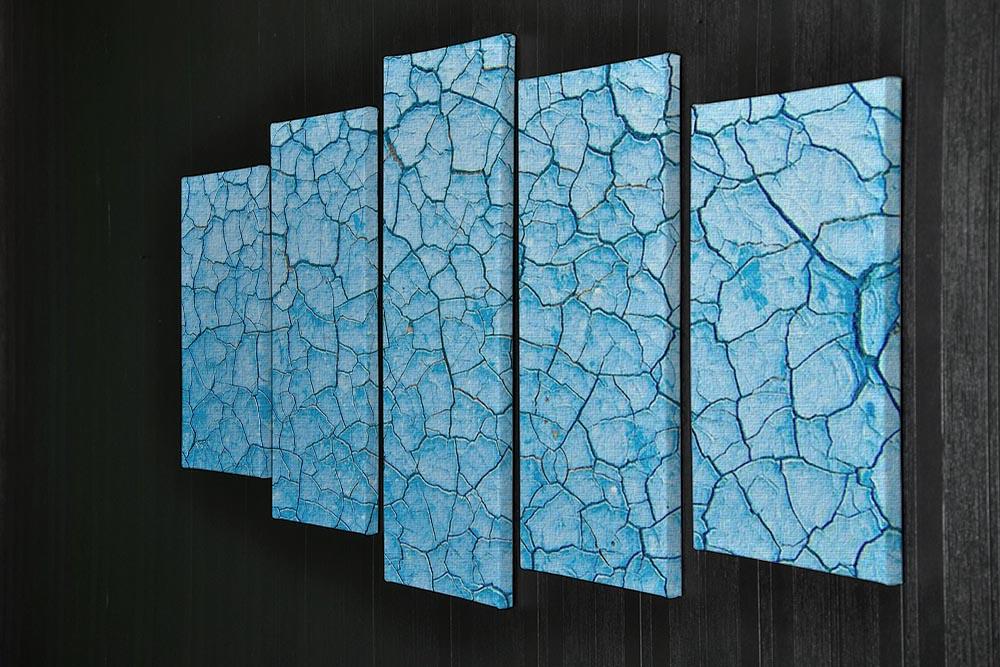 Blue cracked paint 5 Split Panel Canvas - Canvas Art Rocks - 2